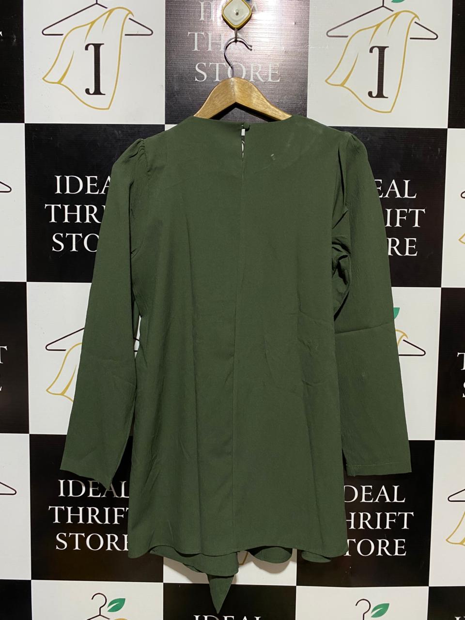 TRENDYOL |XL| BUST 29| B14| OLIVE GREEN ASYMMETRICAL WRAP MINI DRESS