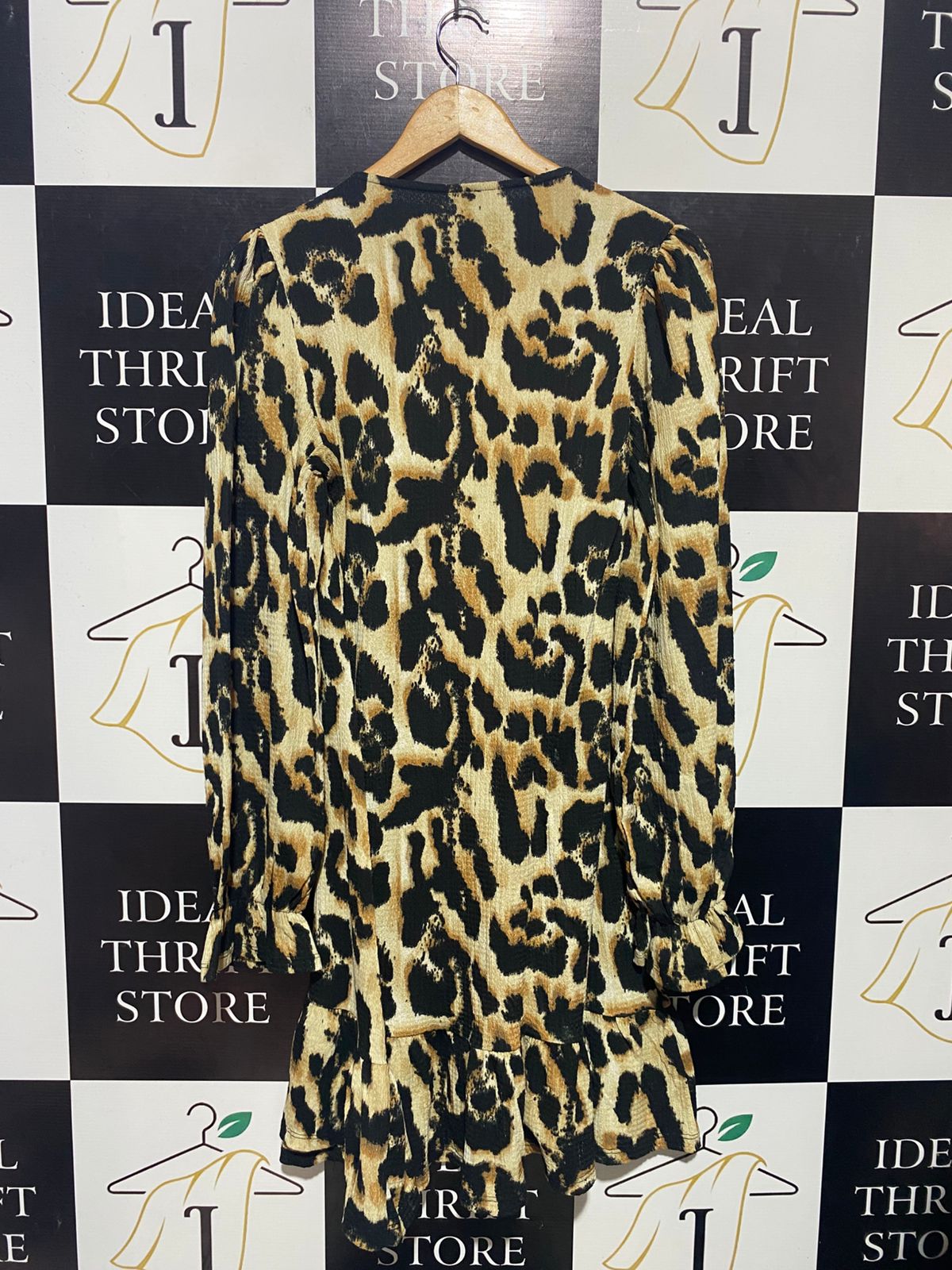 RIVER ISLAND |M| BUST 17| B15| LEOPARD PRINT RUFFLE HEM MINI DRESS