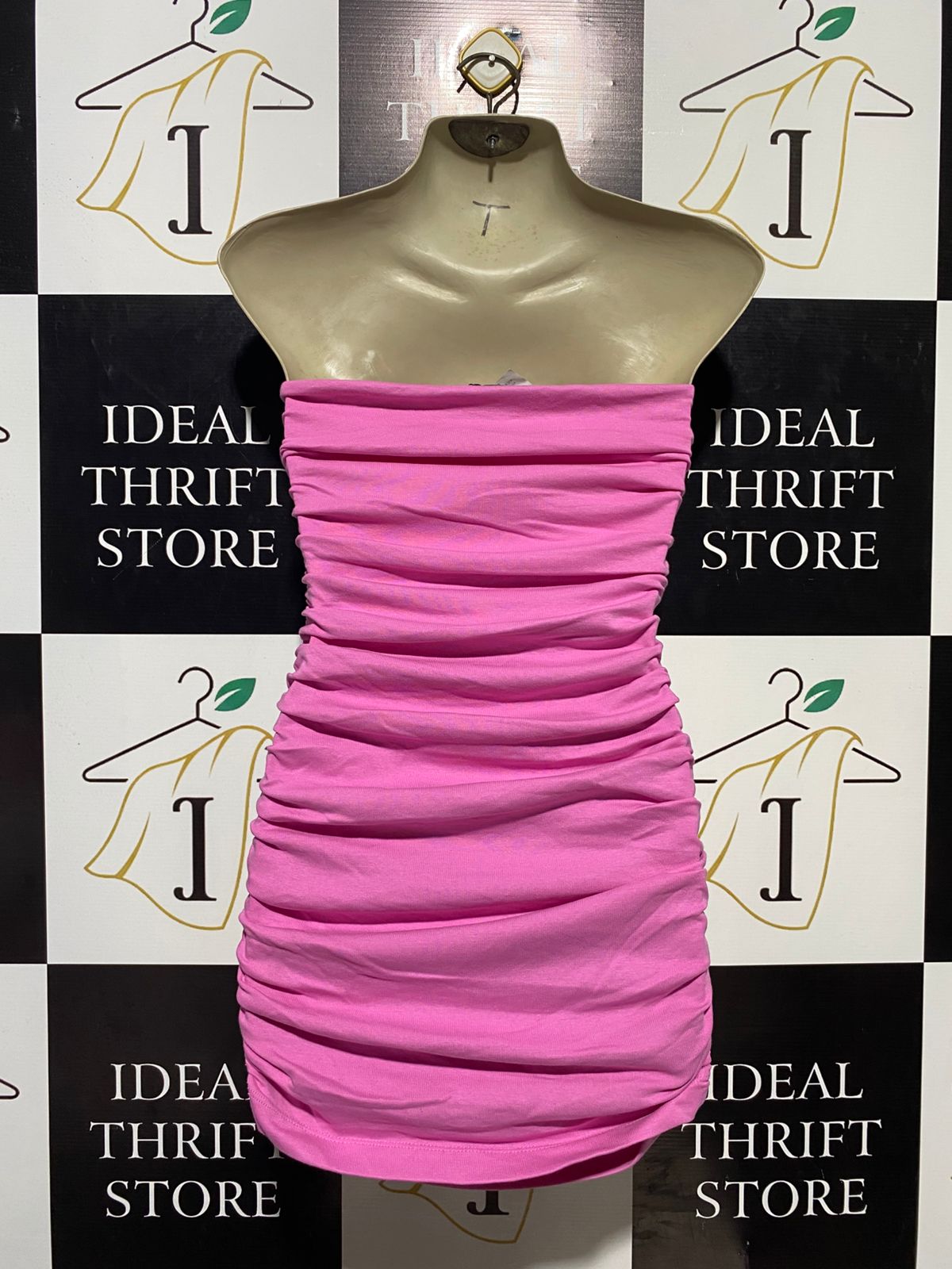 ZARA |M| BUST 16| B15| VIBRANT BUBBLEGUM PINK RUCHED TUBE DRESS