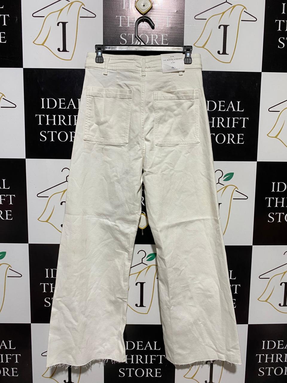 ZARA |M| WAIST 28| B15| HIGH-WAISTED WIDE-LEG WHITE DENIM JEANS