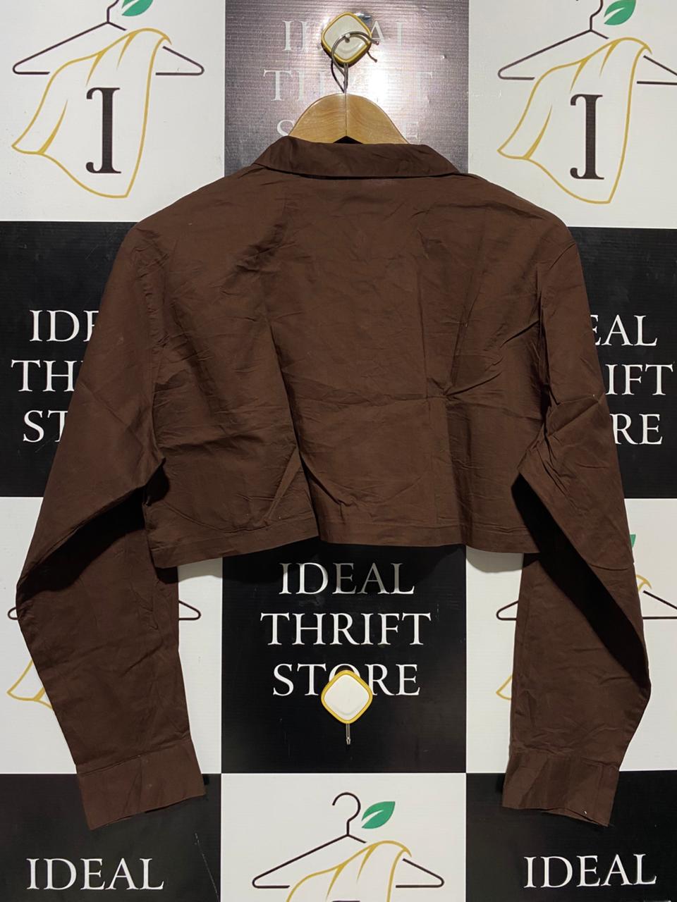 H&M |M| BUST 22| B15| CHOCOLATE BROWN CROPPED BUTTON-DOWN SHIRT
