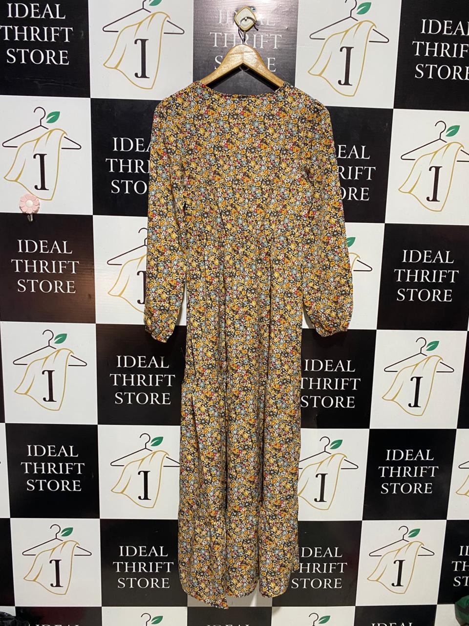 SHEIN |S| BUST 17| B15| FLORAL V-NECK TIERED BOHO MAXI DRESS