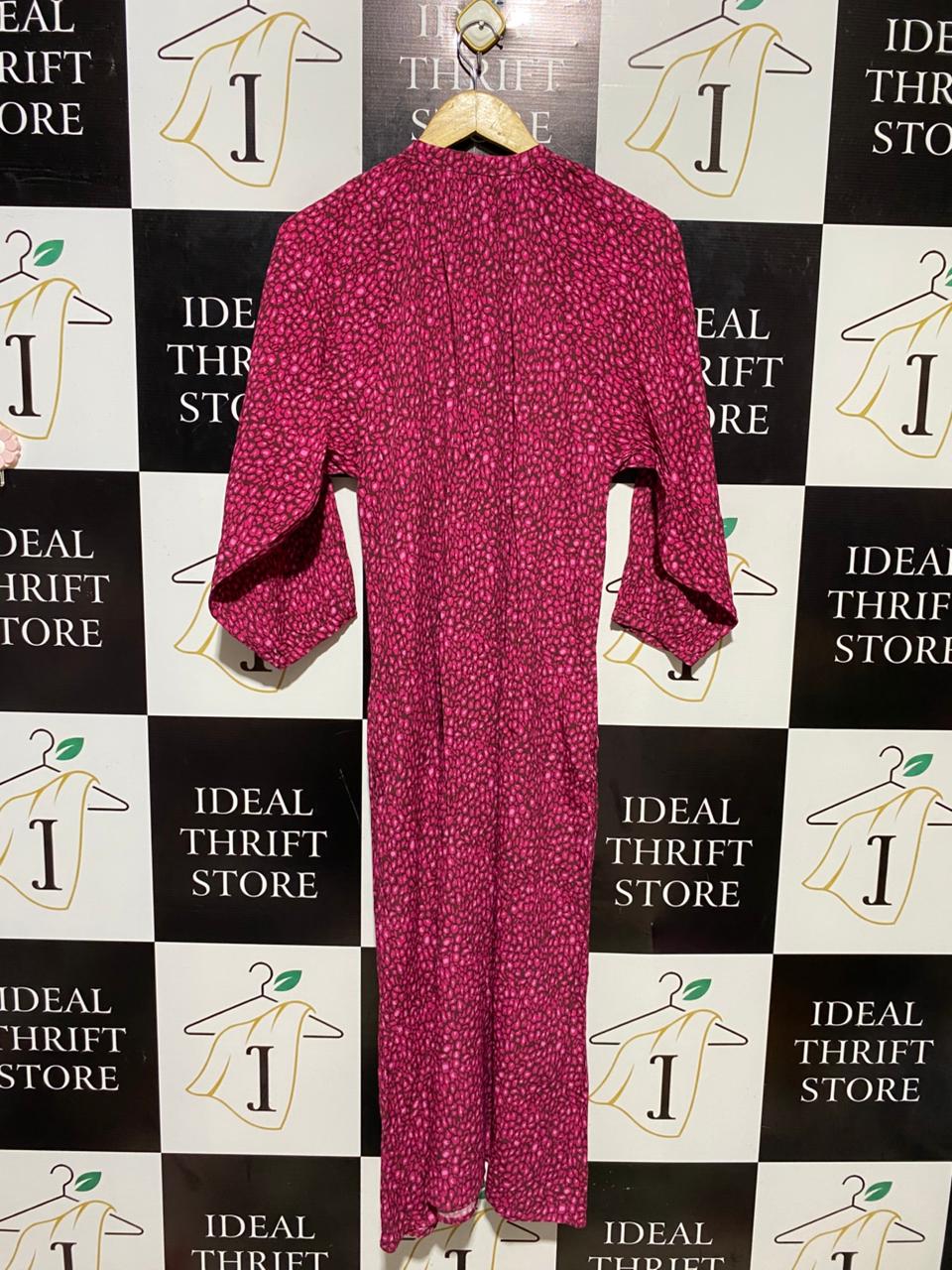 PRIMROSE PARK |M| BUST 19| B15| MAGENTA LEOPARD PRINT MIDI DRESS