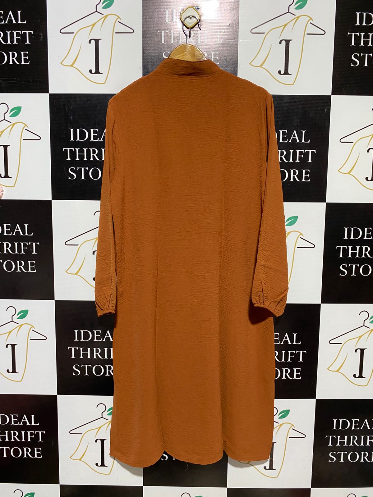 BLUE HILLS |M/L| BUST 21| B16| RUST CRINKLE-FABRIC BUTTON-DOWN TUNIC