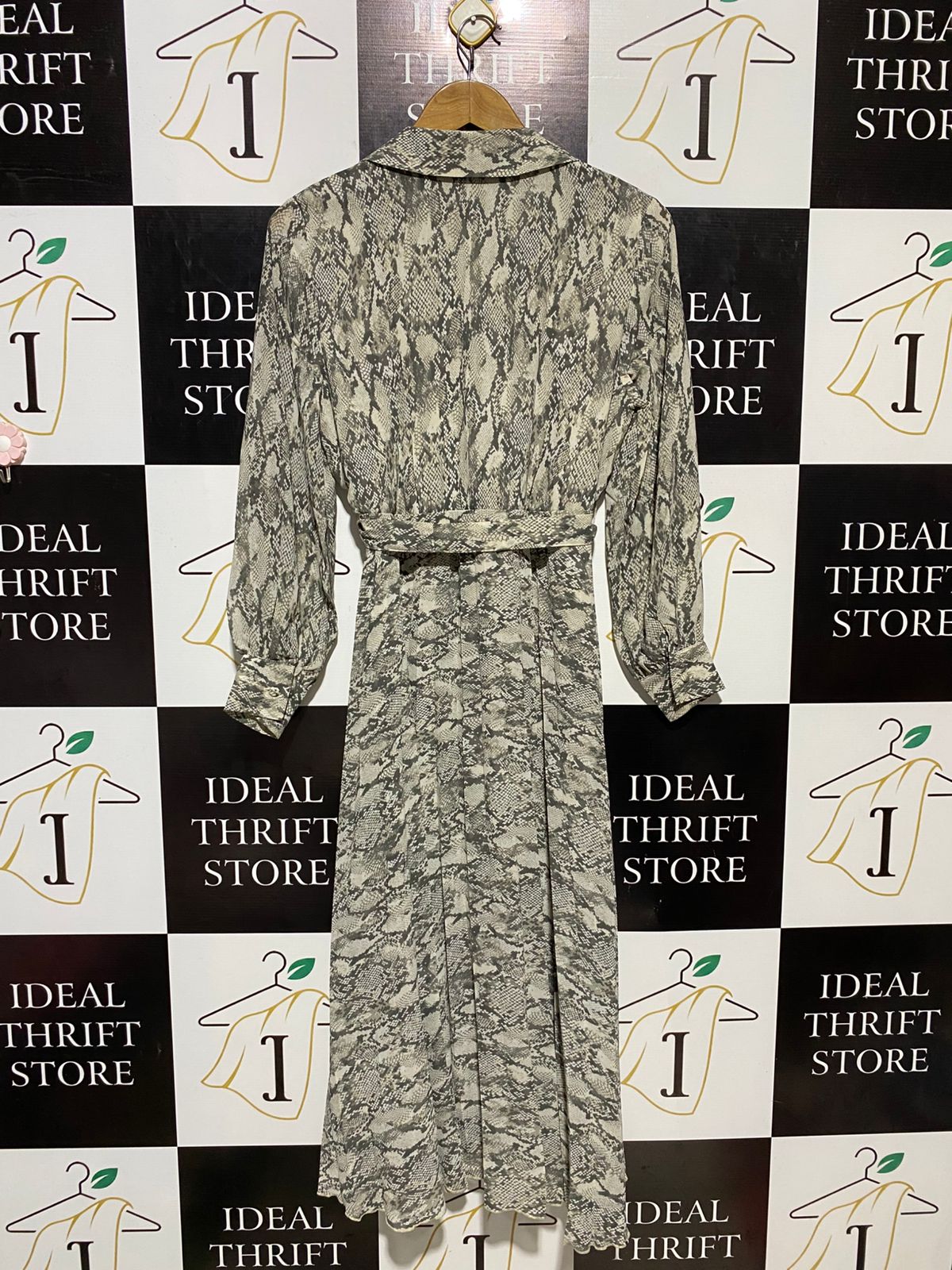PRIMARK |M| BUST 17| B16| SNAKESKIN PRINT BELTED MIDI SHIRT DRESS