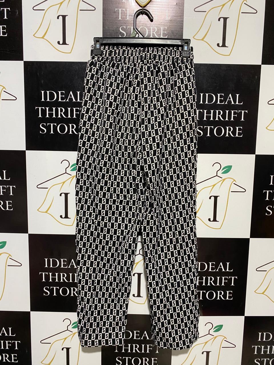 YARK NEW |S| WAIST 26| B16| BLACK & WHITE GEOMETRIC PRINT ELASTICATED WAIST TROUSERS