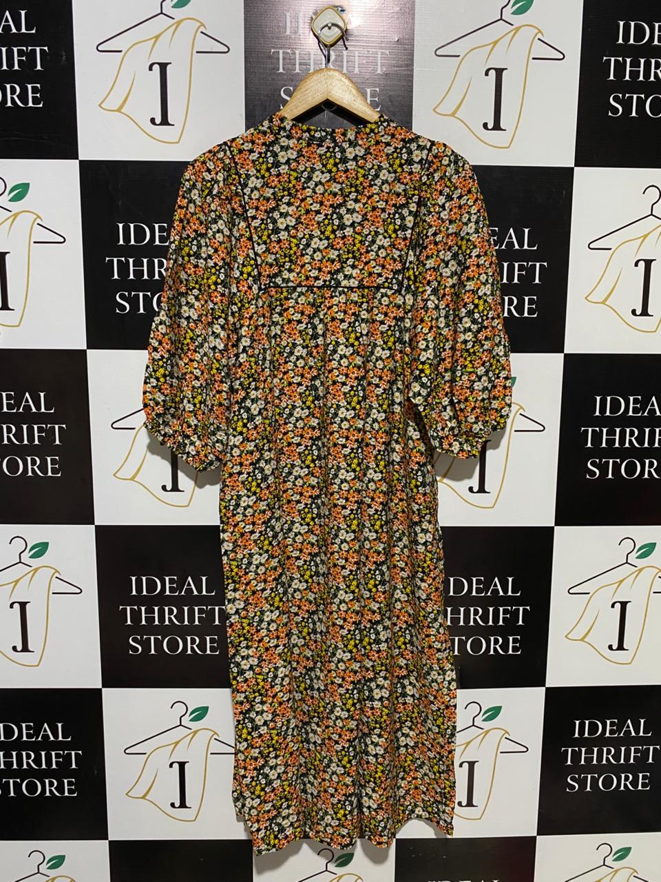 PAPAYA |M| BUST 20| B16| FLORAL BOHO MAXI DRESS WITH PUFF SLEEVES