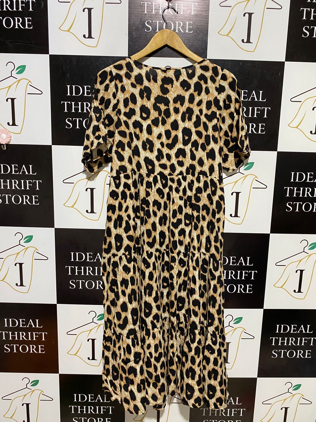 SLATE |M| BUST 19| B17| LEOPARD PRINT TIERED SMOCK DRESS