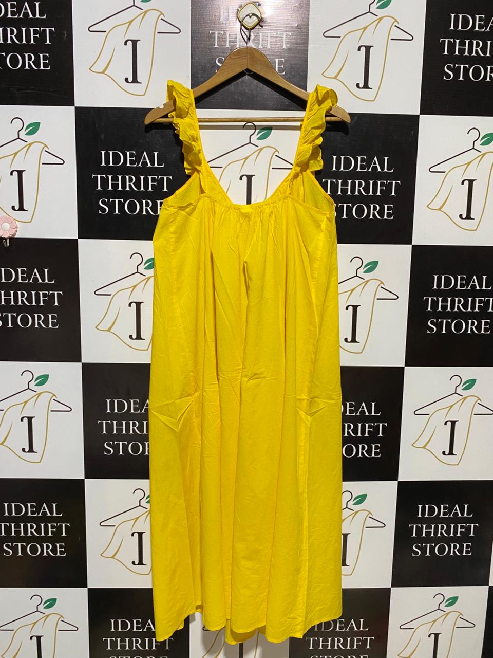 H&M |L| BUST 18| B17| VIBRANT YELLOW RUFFLE STRAP MAXI DRESS