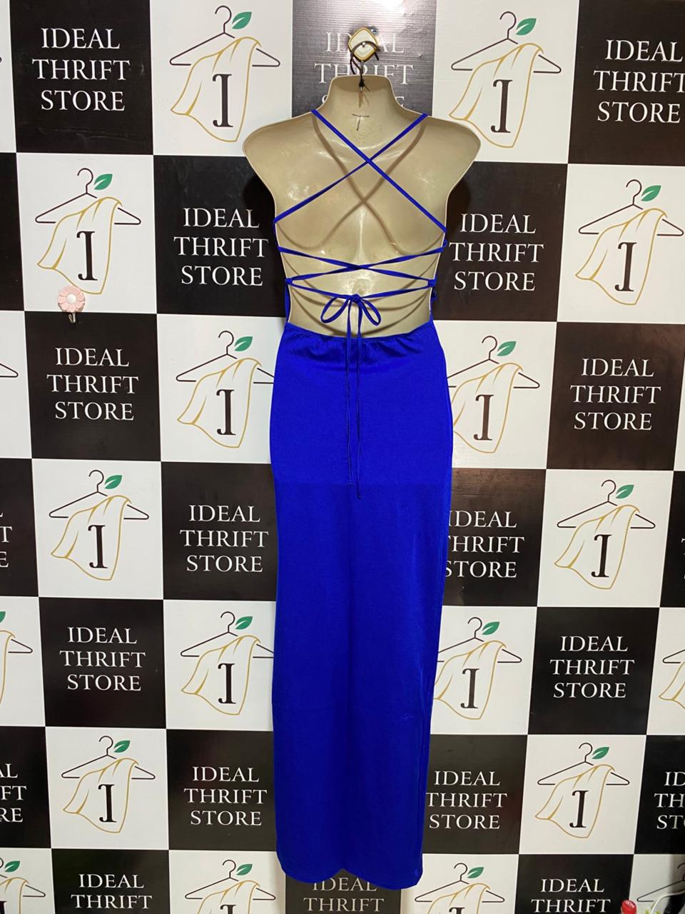 SHEIN |M| BUST 16| B17| ELECTRIC BLUE BODYCON MAXI SLIP DRESS WITH SIDE SLIT