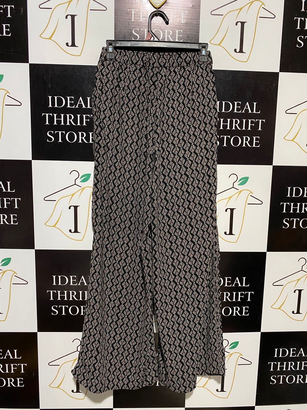 H&M |S| WAIST 26| B17| MONOCHROME GEOMETRIC PRINT WIDE-LEG TROUSERS