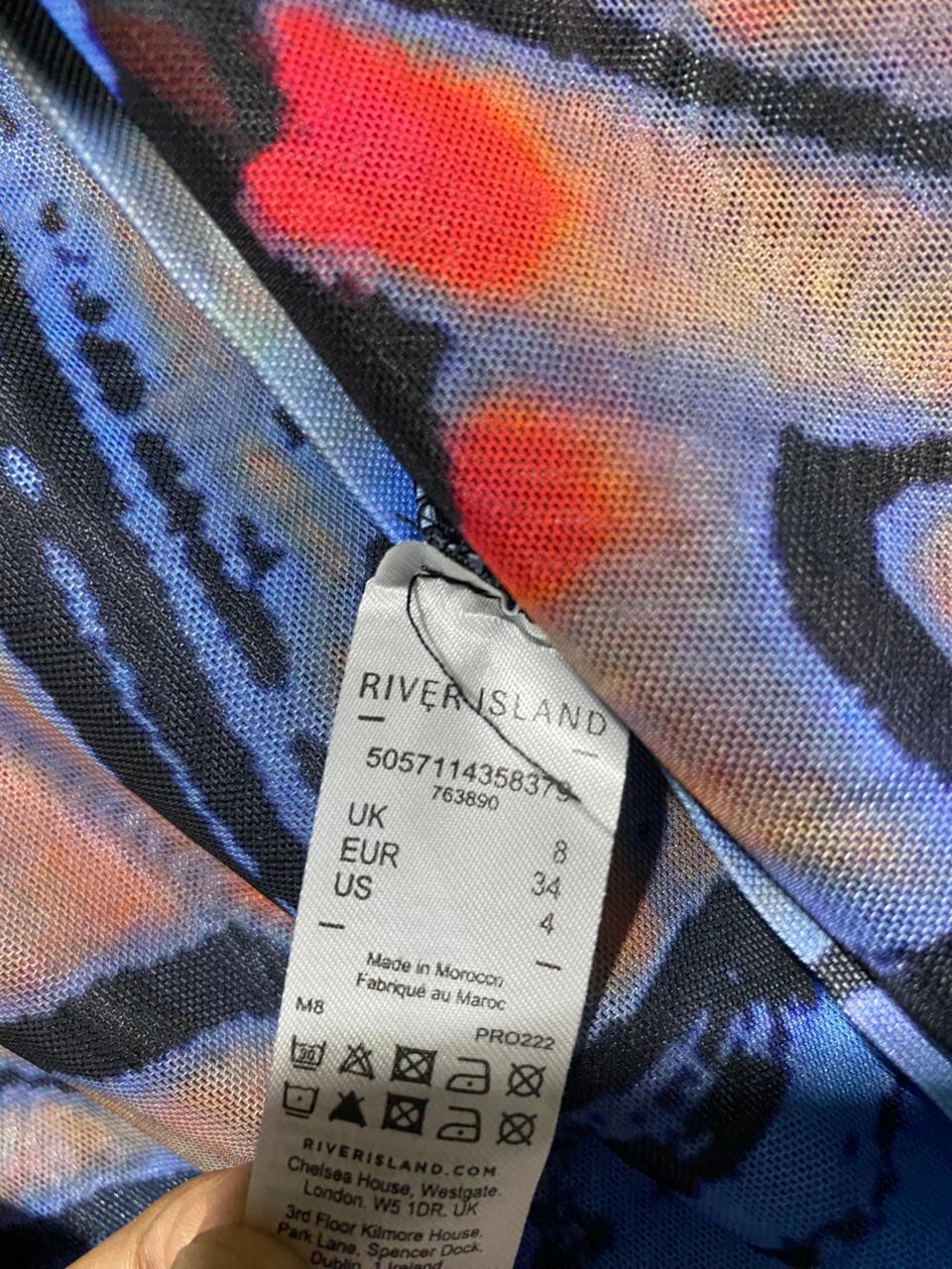 RIVER ISLAND |L| BUST 18| B18| VIBRANT BUTTERFLY PRINT MESH SHIRT DRESS