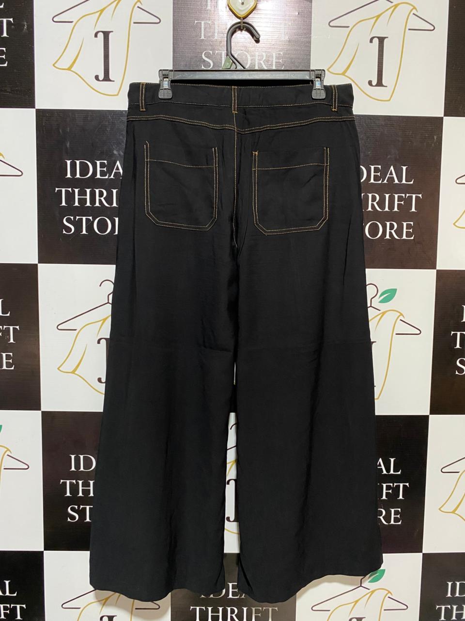 ZARA |XL| WAIST 33| B18| HIGH-WAISTED WIDE-LEG TROUSERS WITH CONTRAST STITCHING