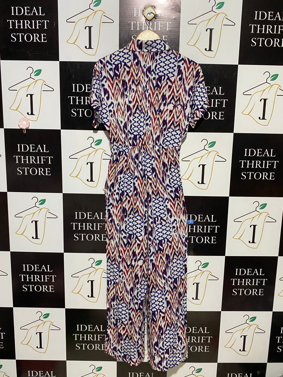 MIIS I |S/M | BUST FREE| B17| VINTAGE BOHO IKAT PRINT BUTTON-FRONT JUMPSUIT