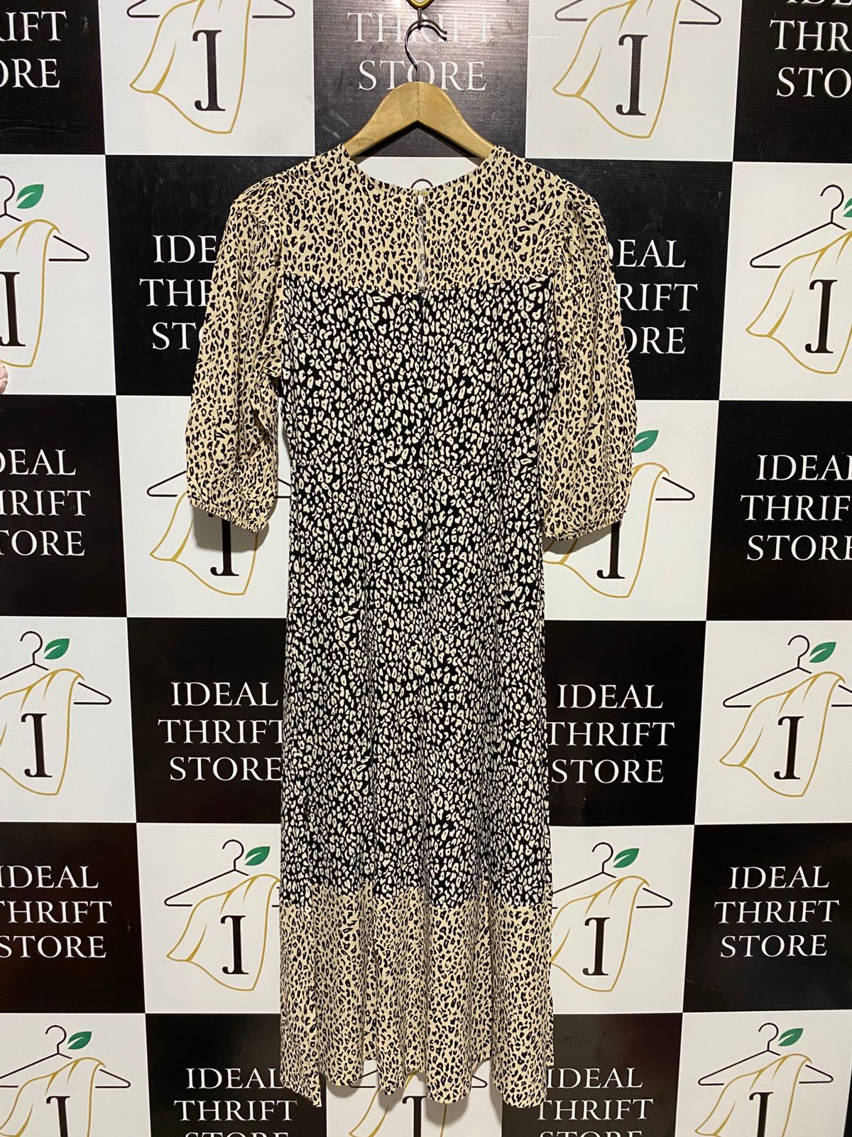 M&S |M| BUST 16| B19| ANIMAL PRINT PUFF SLEEVE MIDI MAXI DRESS