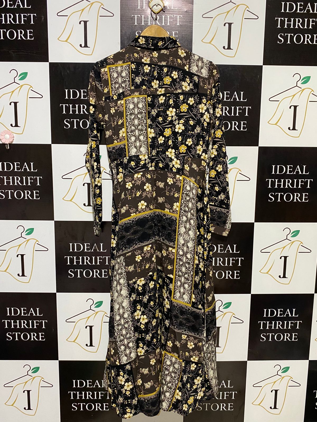APRICOT |M| BUST 18| B18| PATCHWORK FLORAL PRINT MAXI SHIRT DRESS