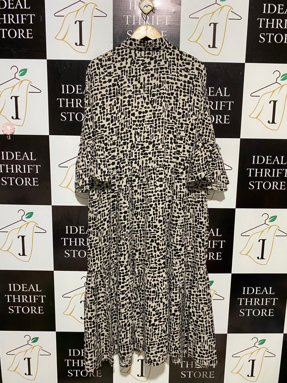 JD WILLIAMS |L| BUST FREE| B18| ABSTRACT DOT PRINT SMOCKED SHIRT DRESS