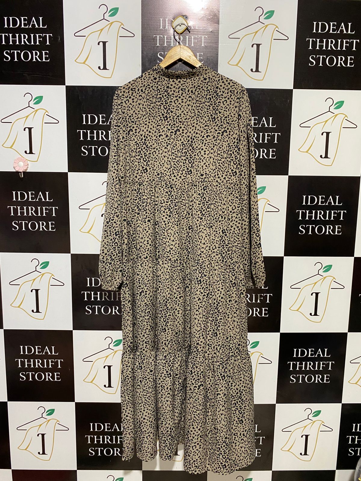 SHEIN |XL| BUST 21| B18| LEOPARD PRINT TIERED LONG SLEEVE MAXI DRESS