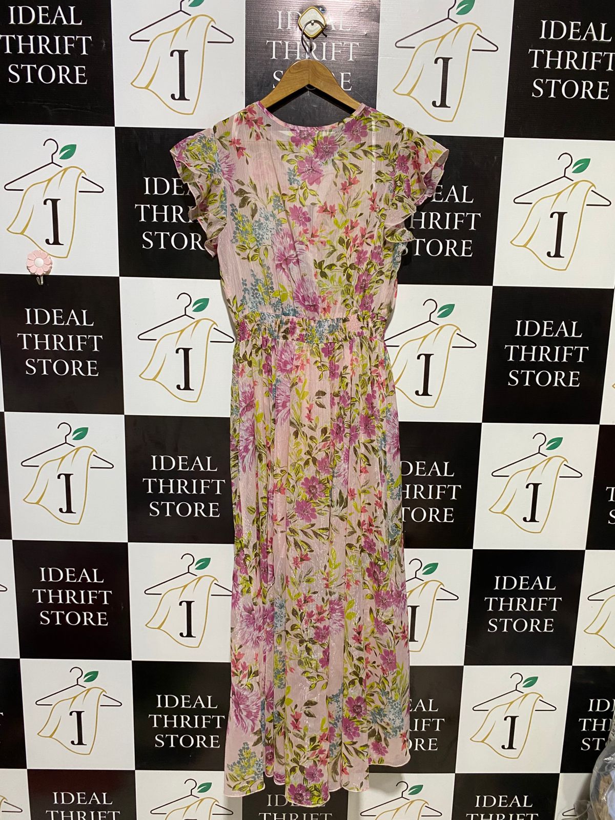 KATE LILY |M| BUST 18| B18| VIBRANT FLORAL FAUX-WRAP MAXI DRESS