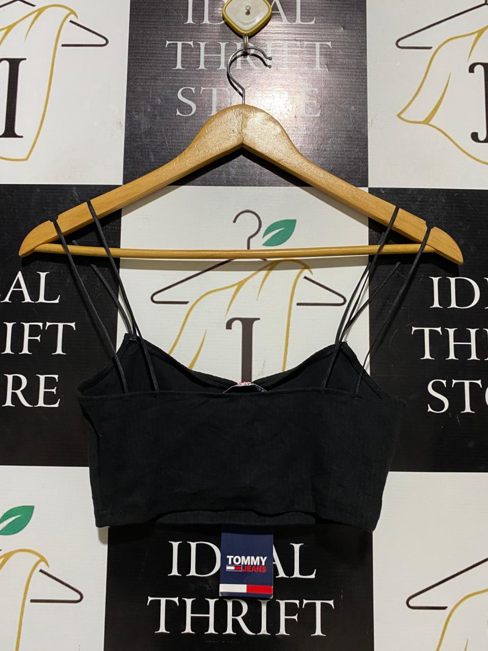 TOMMY JEANS |S| BUST 13| B20| AUTHENTIC BLACK CROPPED CAMI – MULTI-STRAP RACERBACK TOP