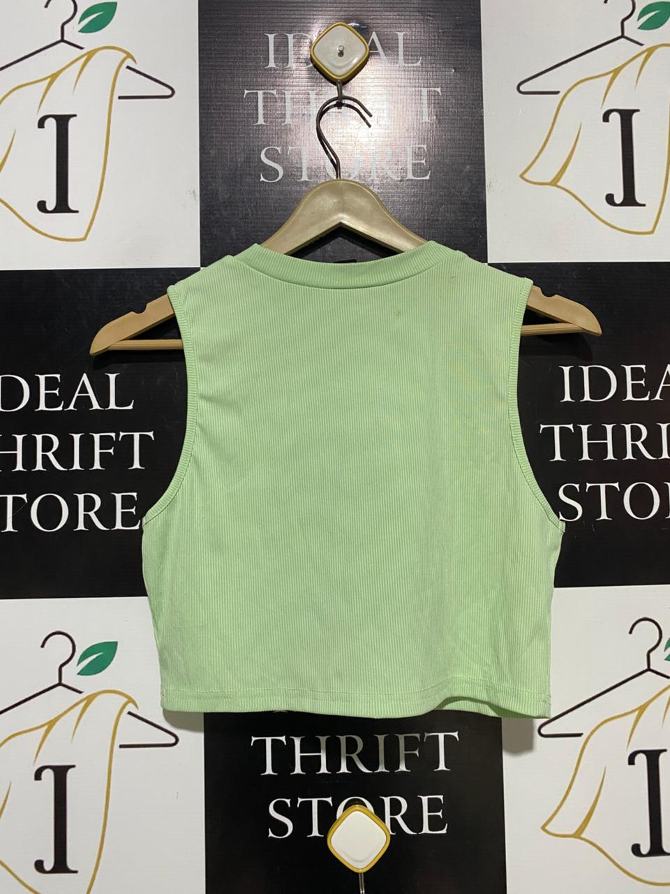 SHEIN |M| BUST 15| B20| PREMIUM RIBBED SLEEVELESS CROP TOP - MINT GREEN