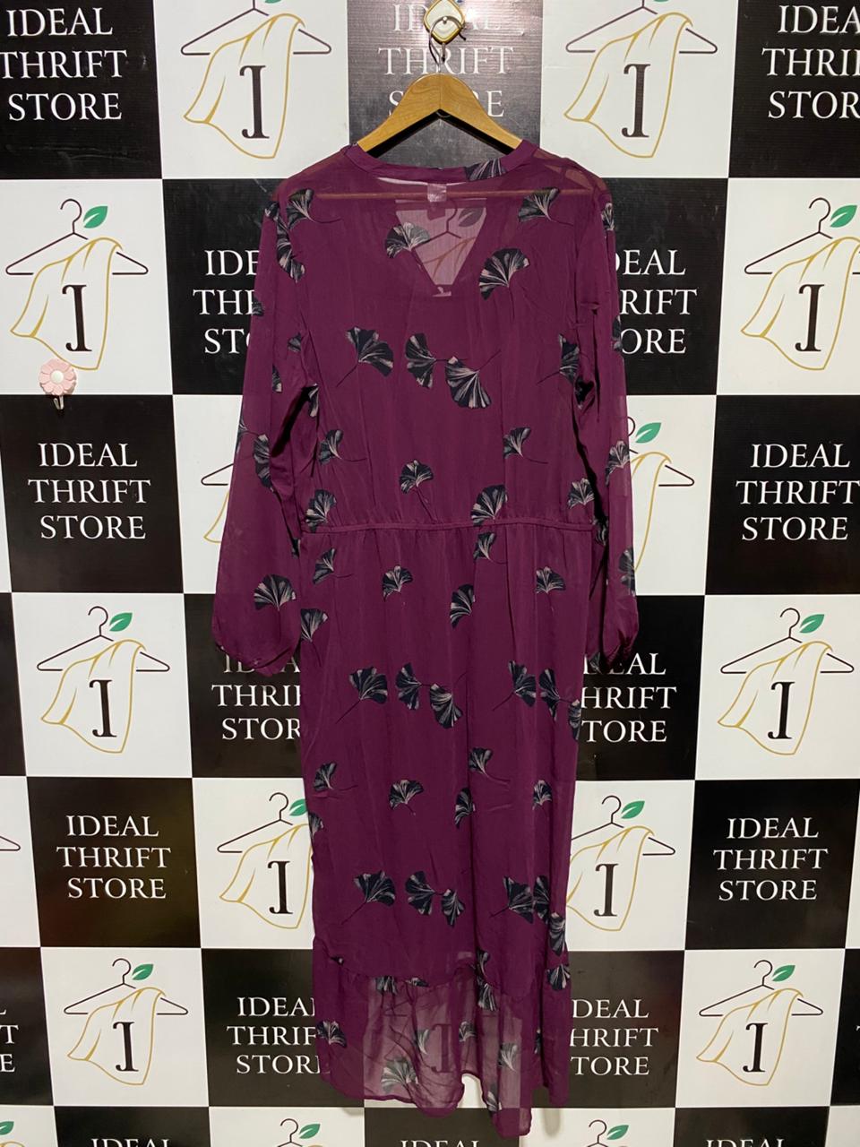 ANKO |XL| BUST 23| B32| ELEGANT PLUM FLORAL PRINT LONG MAXI DRESS