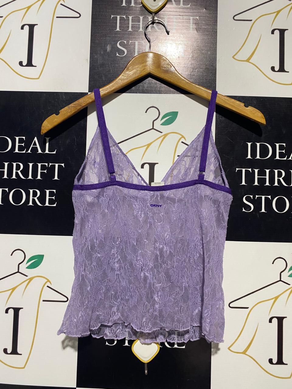 DKNY |M| BUST 14| B20| WOMEN'S SHEER FLORAL LACE CAMISOLE TOP - PURPLE