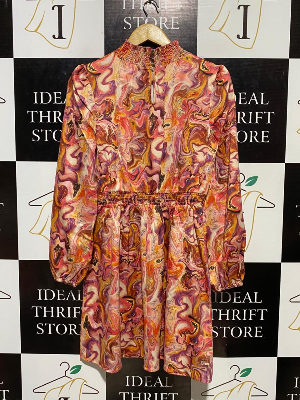 LITTLE MISTRESS |M| BUST 17| B21| ABSTRACT MARBLE PRINT DRESS