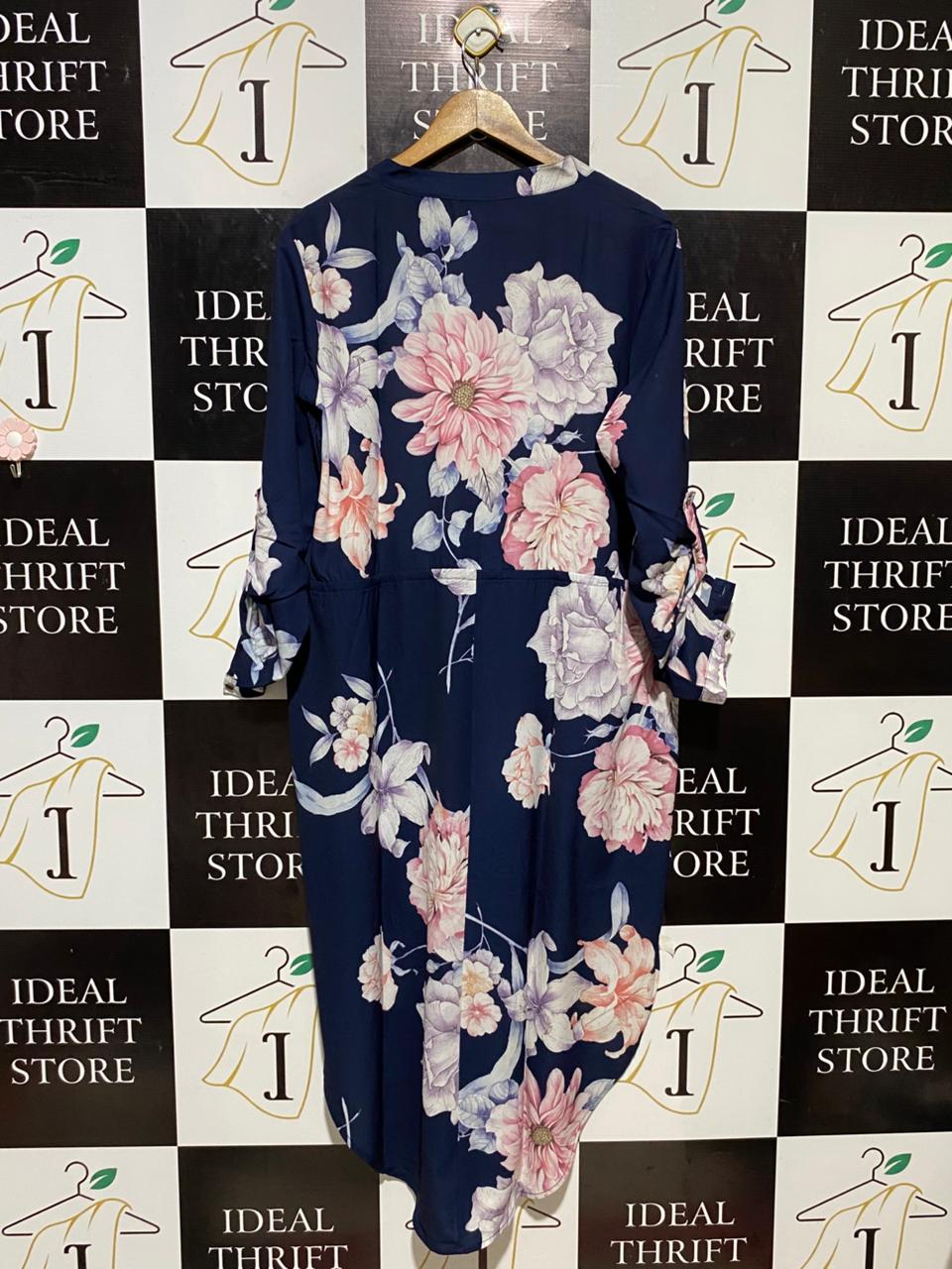 LORRAINE |XL| BUST 22| B21| FLORAL ZIP-FRONT TUNIC DRESS