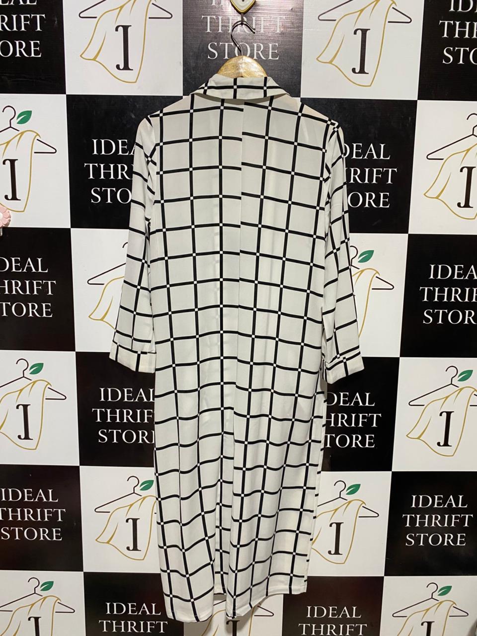 ATMOSPHERE |L| BUST 20| B21| CHECKERED LONG-LINE DRAPE OVERCOAT