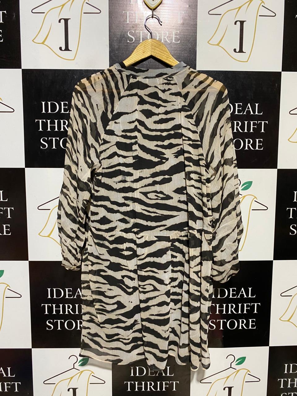 H&M |L| BUST 18| B21| ZEBRA PRINT CHIFFON MINI DRESS