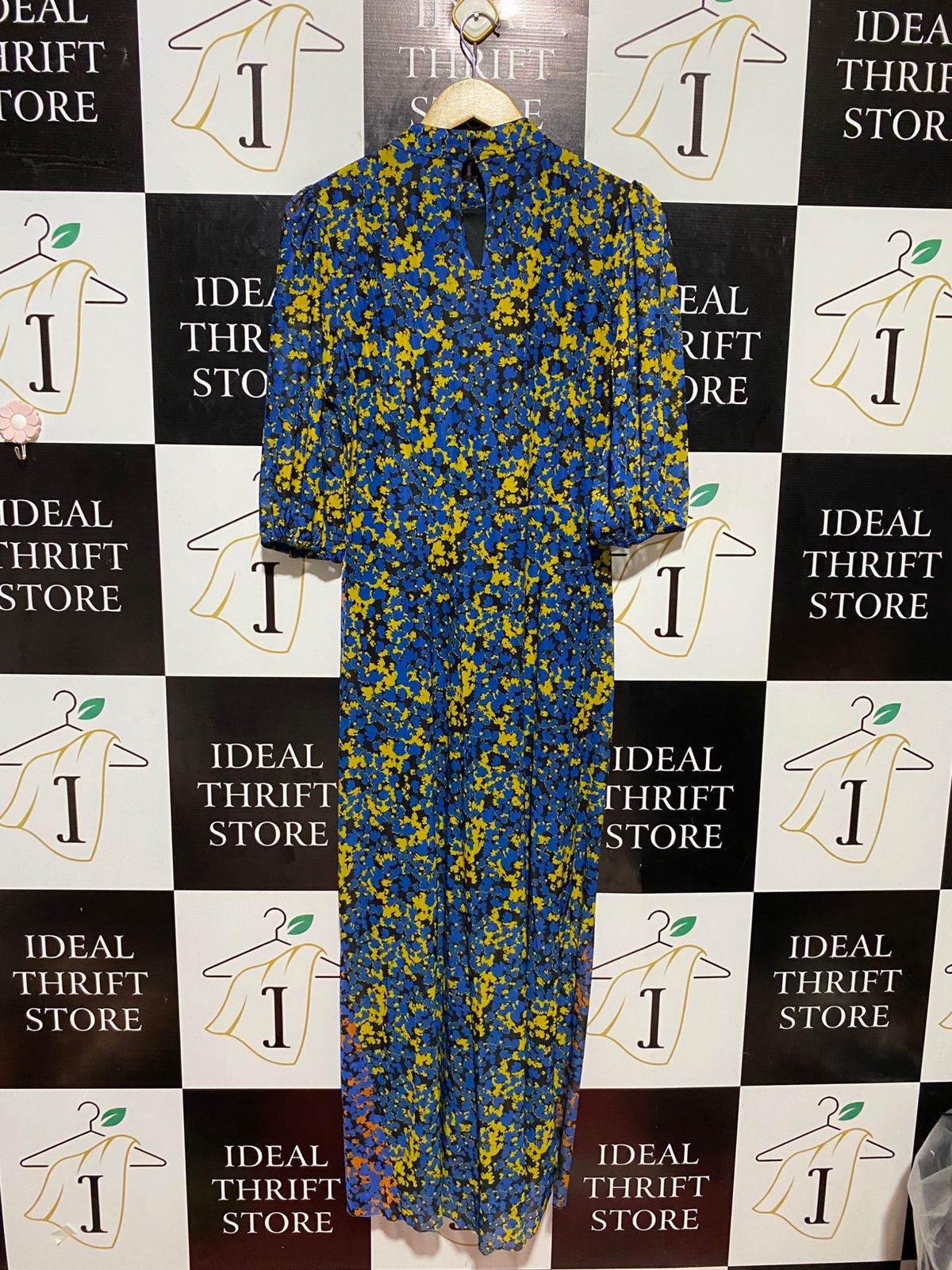 V BY VERY |M| BUST 17| C2| ABSTRACT FLORAL PRINT HIGH-NECK MAXI DRESS