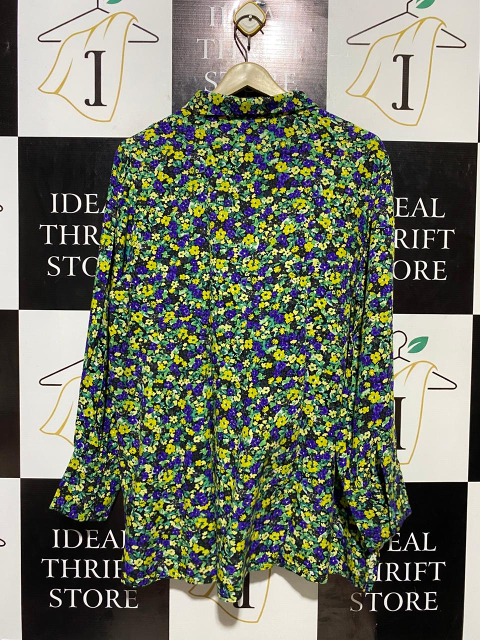 ZARA |XL| BUST 22| B22| VIBRANT MULTICOLOR FLORAL BUTTON-DOWN SHIRT