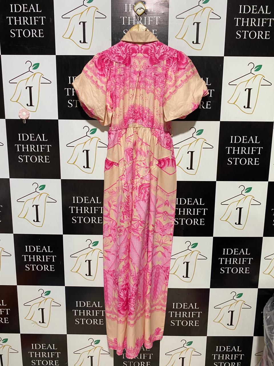 AVE |M| BUST 16| B22| ELEGANT PINK FLORAL PUFF SLEEVE MAXI DRESS