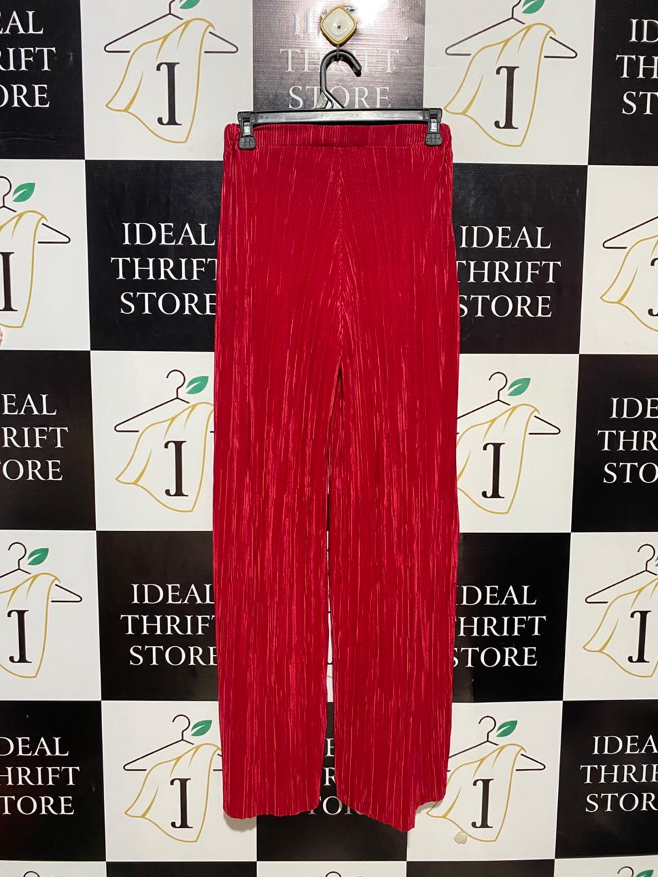FIGA |S| WAIST 26| B22| VIBRANT RED PLEATED WIDE-LEG TROUSERS