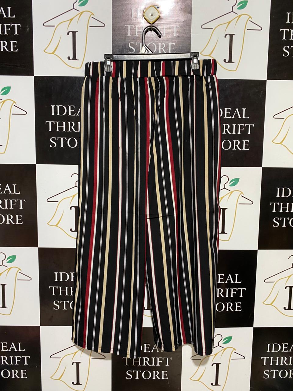 MISS VALLEY |XL| WAIST 34| B21| WOMEN'S VERTICAL STRIPED WIDE-LEG PALAZZO PANTS