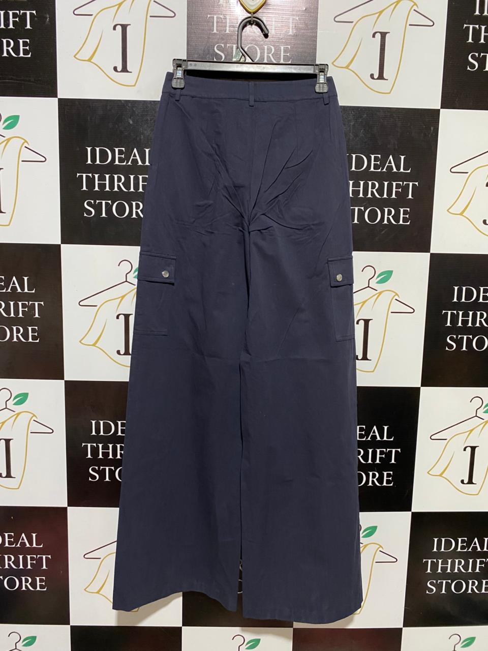 LITTLE MISTRESS |S| WAIST 26| B21| NAVY BLUE WIDE-LEG CARGO PANTS