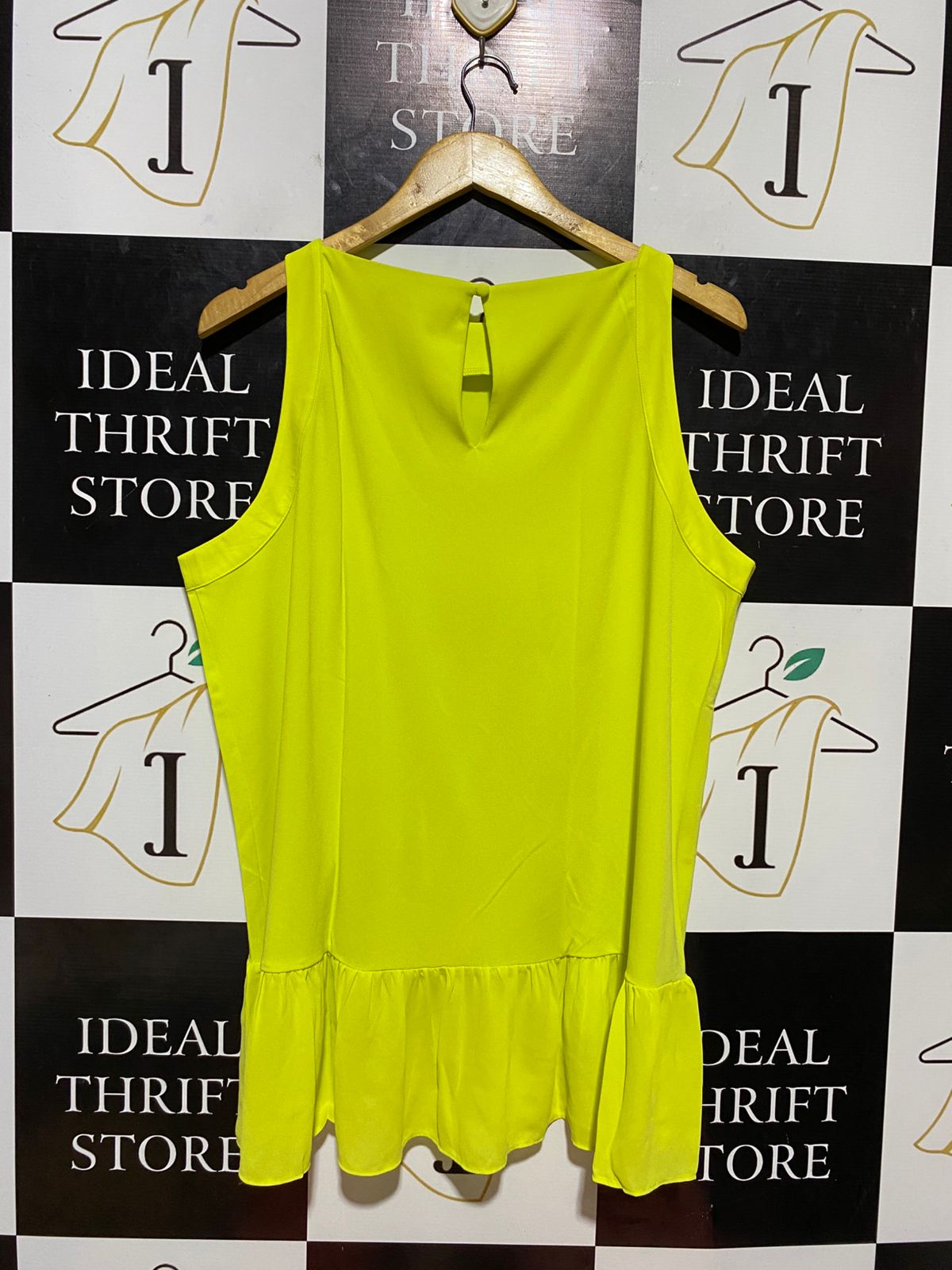 NEXT |XL| BUST 23| B23| VIBRANT NEON LIME SLEEVELESS RUFFLE TUNIC TOP