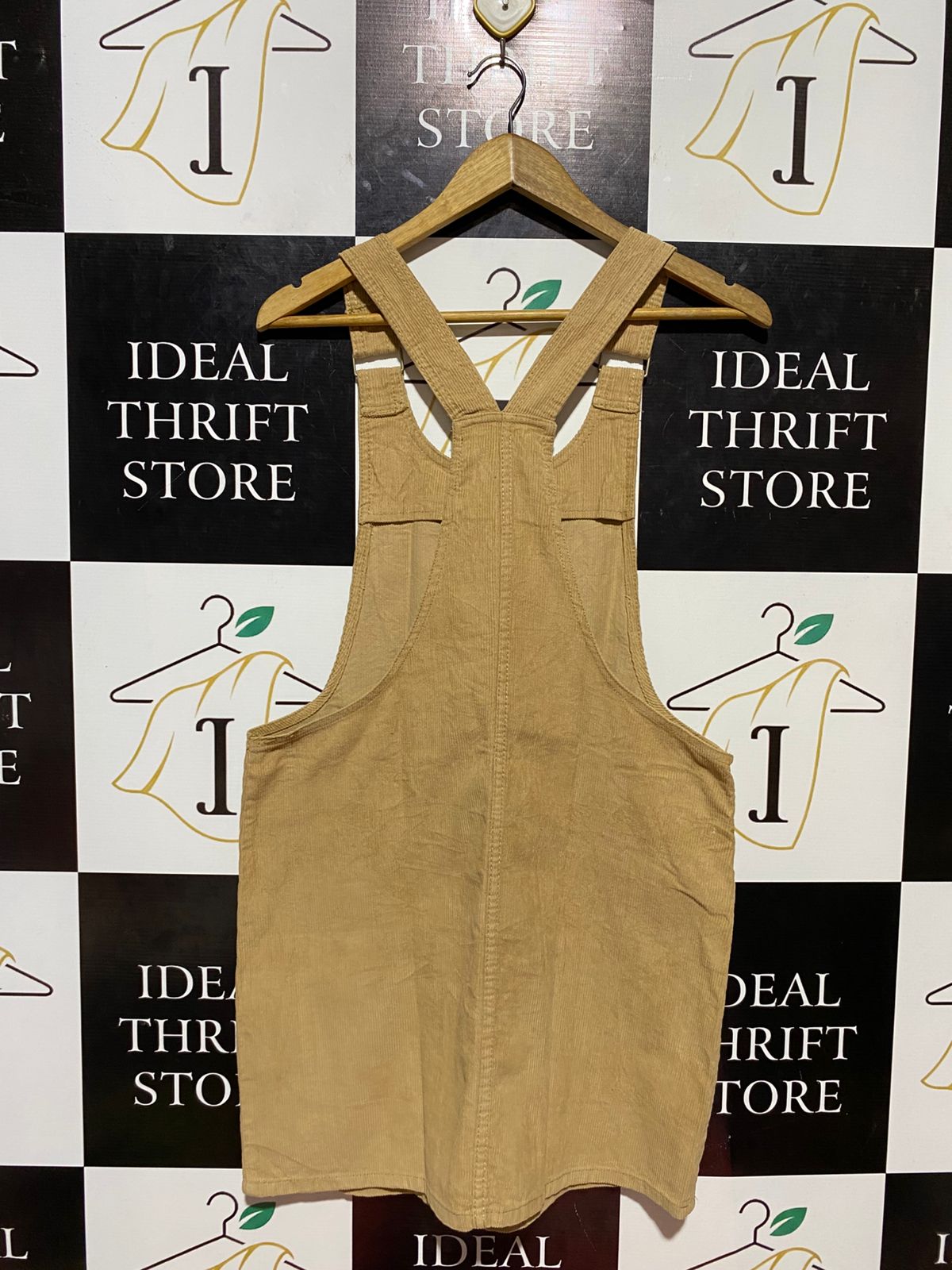 DENIM CO |L| BUST 18| B23| CLASSIC CORDUROY PINAFORE DRESS IN SAND BEIGE