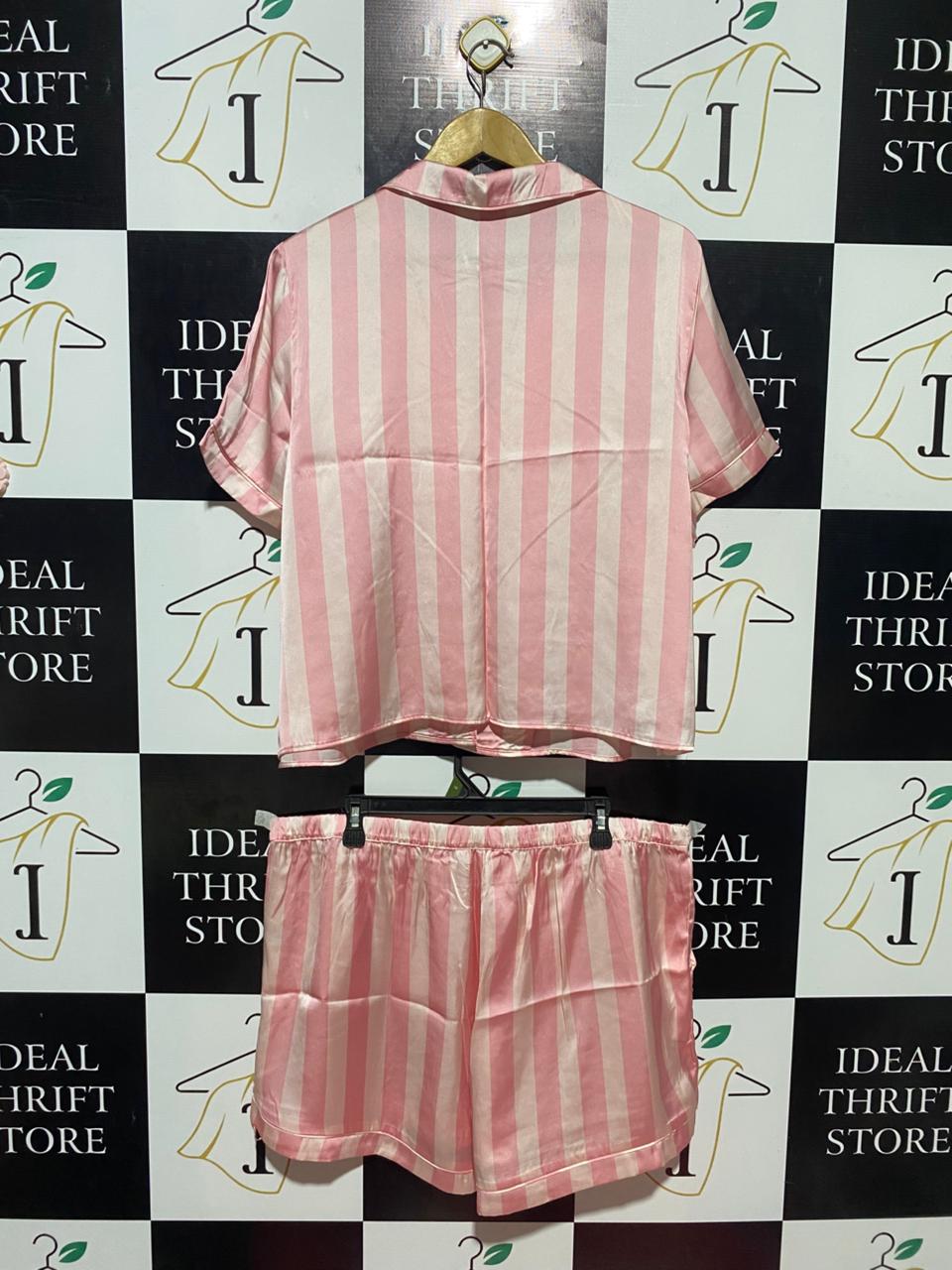 PRIMARK |XL| B23| LUXURY PINK STRIPED SATIN PYJAMA SET