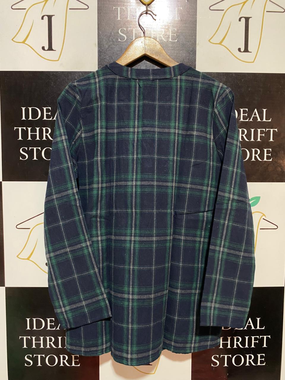EMERY ROSE |XL| BUST 21| B22 |NAVY AND GREEN CHECKED HENLEY TUNICE