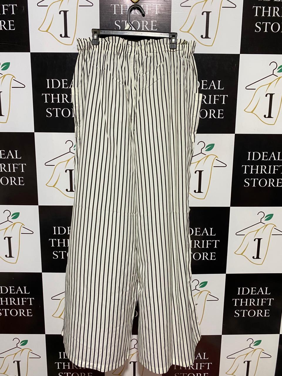 BOOHOO |XL| WAIST 34| B22| WOMEN'S STRIPED WIDE-LEG PAPERBAG TROUSERS