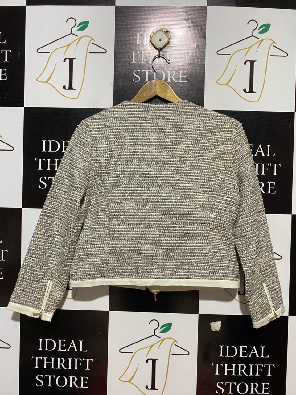 TED BAKER |L| BUST 20| B22| LONDON WOMEN'S ZIP-UP TWEED BOUCLÉ JACKET