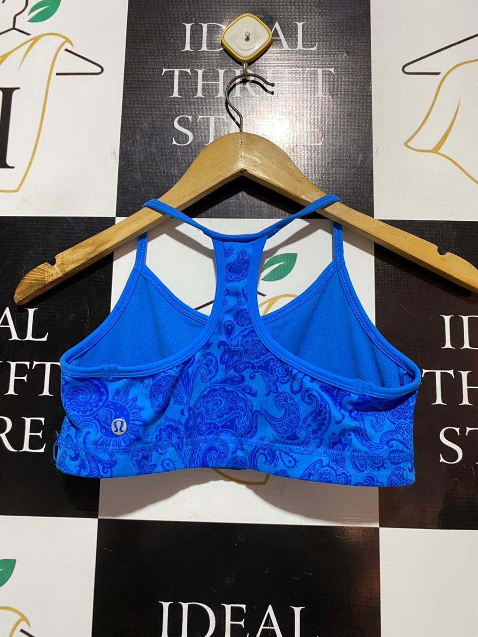 LULULEMON | S |BUST 13| VIBRANT BLUE PAISLEY RACERBACK SPORTS BRA