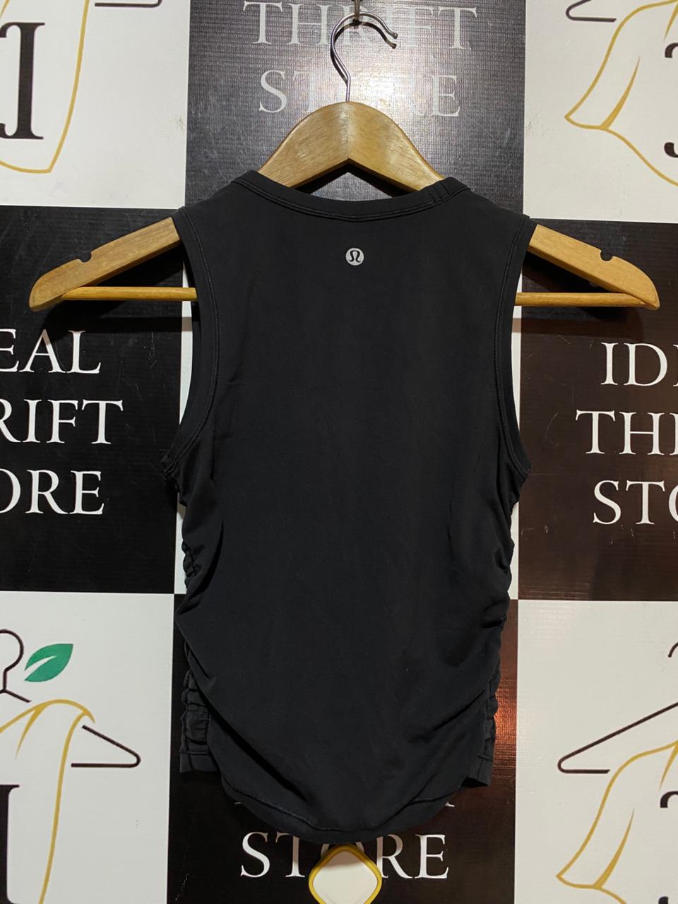 LULULEMON | S| BUST 12| SLEEK BLACK HIGH-NECK RUCHED TANK TOP -