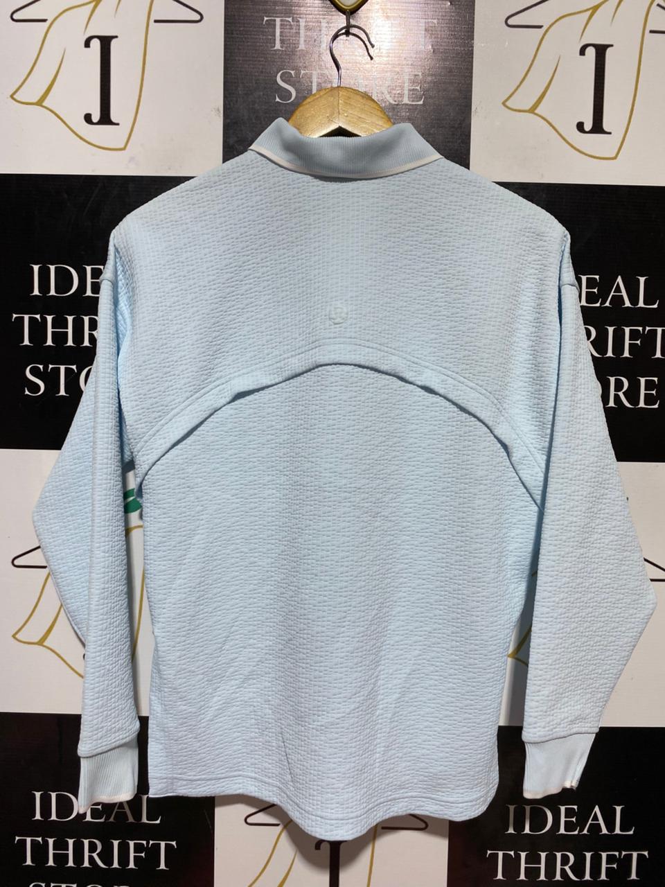LULULEMON |XL| BUST 23| TEXTURED KNIT OVERSIZED POLO SHIRT IN BABY BLUE