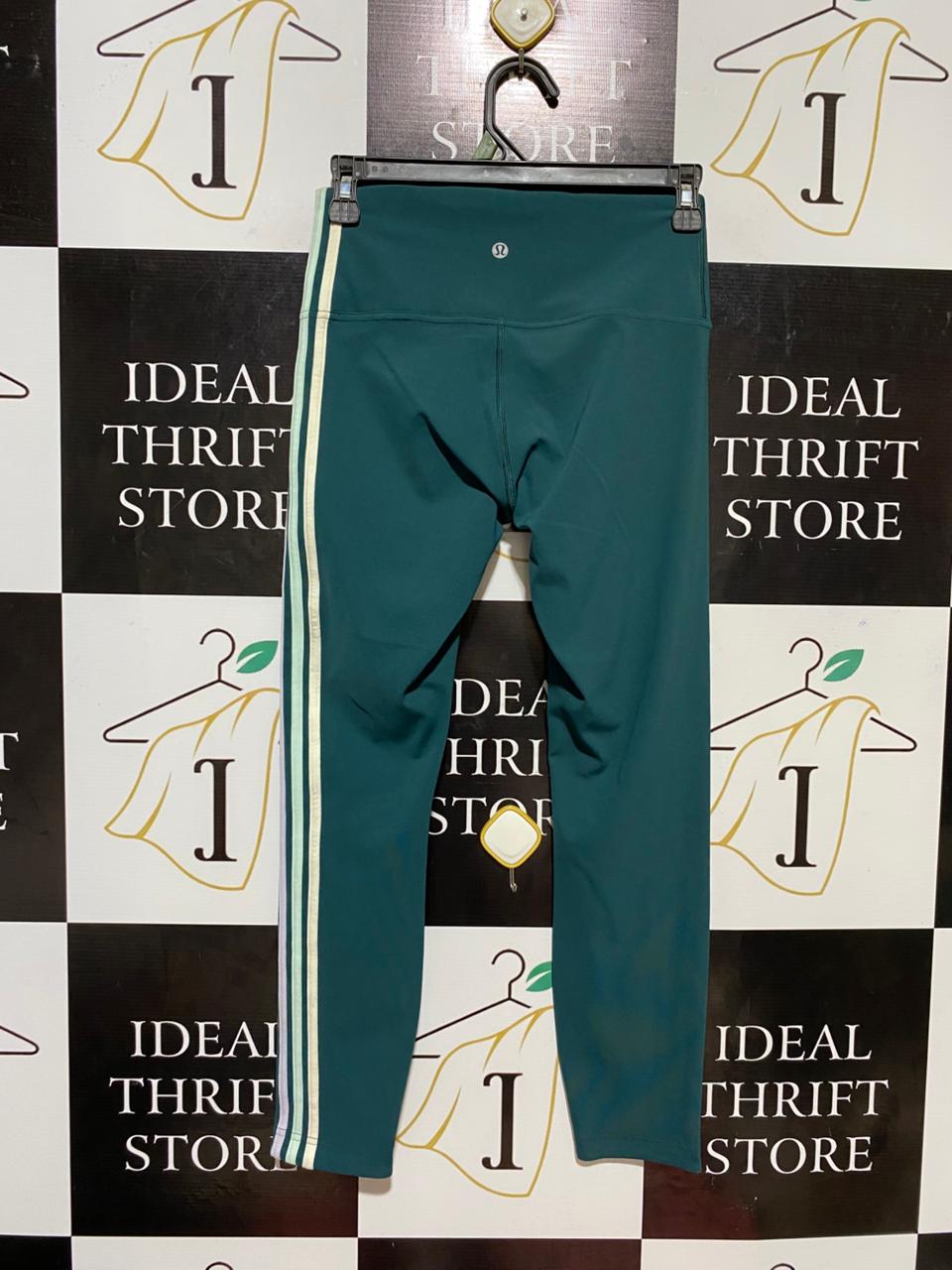 LULULEMON |S| WAIST 25| HIGH-RISE STRIPED PERFORMANCE LEGGINGS - TEAL