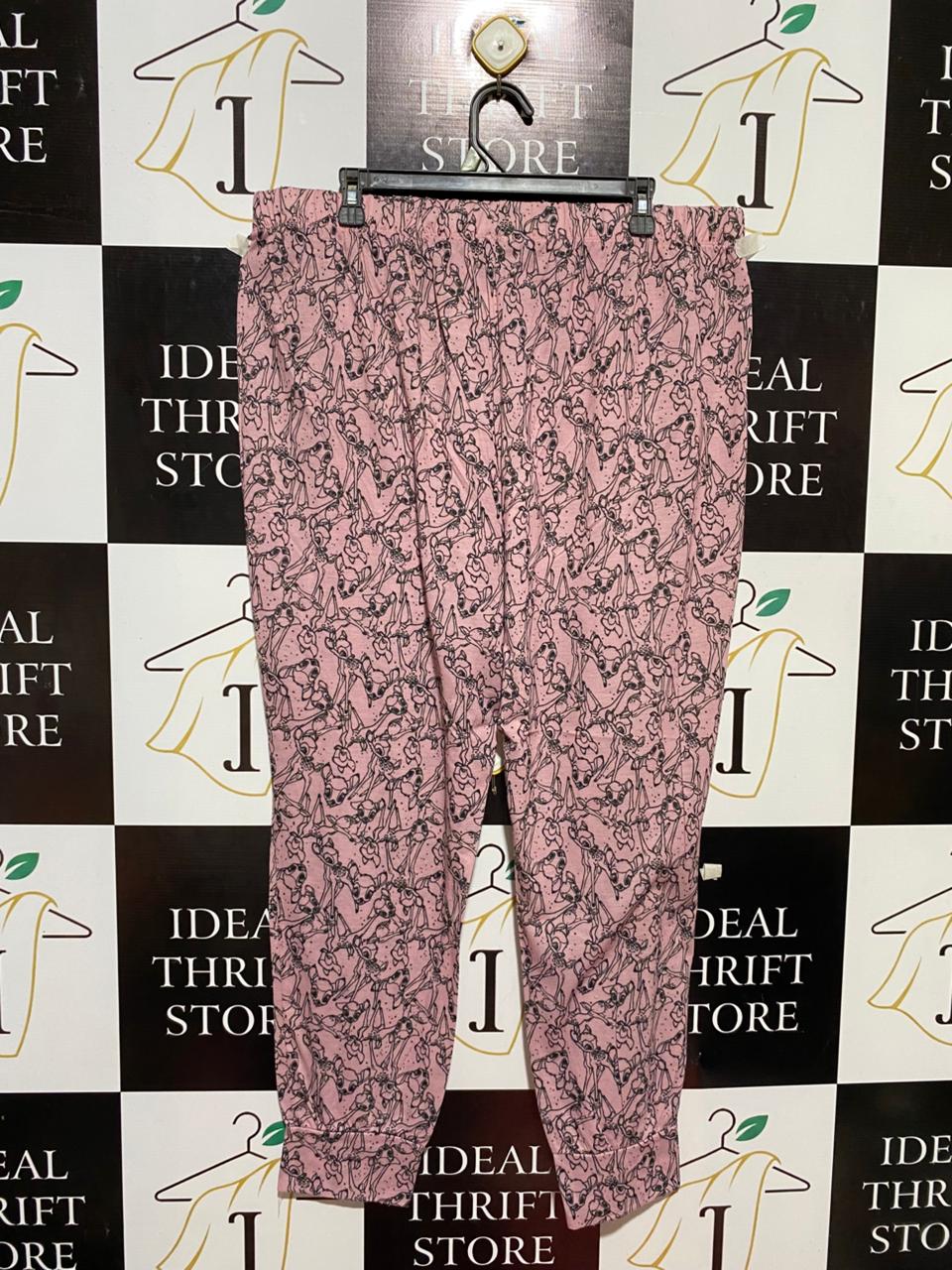 DISNEP |XXL| WAIST 38| B23| BAMBI PRINT PINK JOGGER PAJAMA PANTS