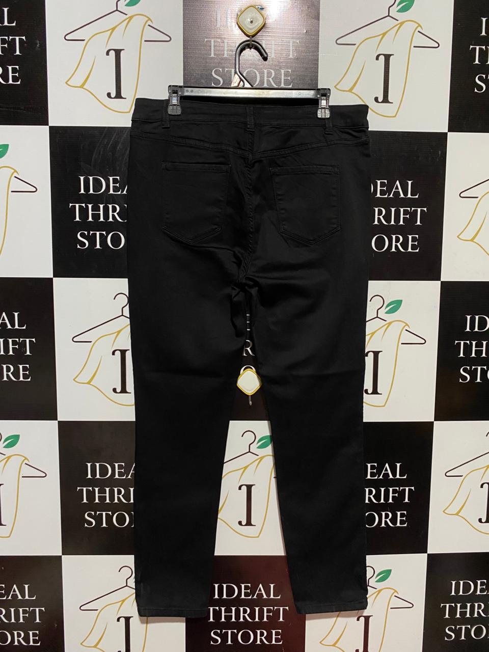 PORTMONS |XL| WAIST 34| B24| PREMIUM JET BLACK SLIM-FIT CHINOS - HIGH-WAISTED STRETCH COTTON TROUSERS