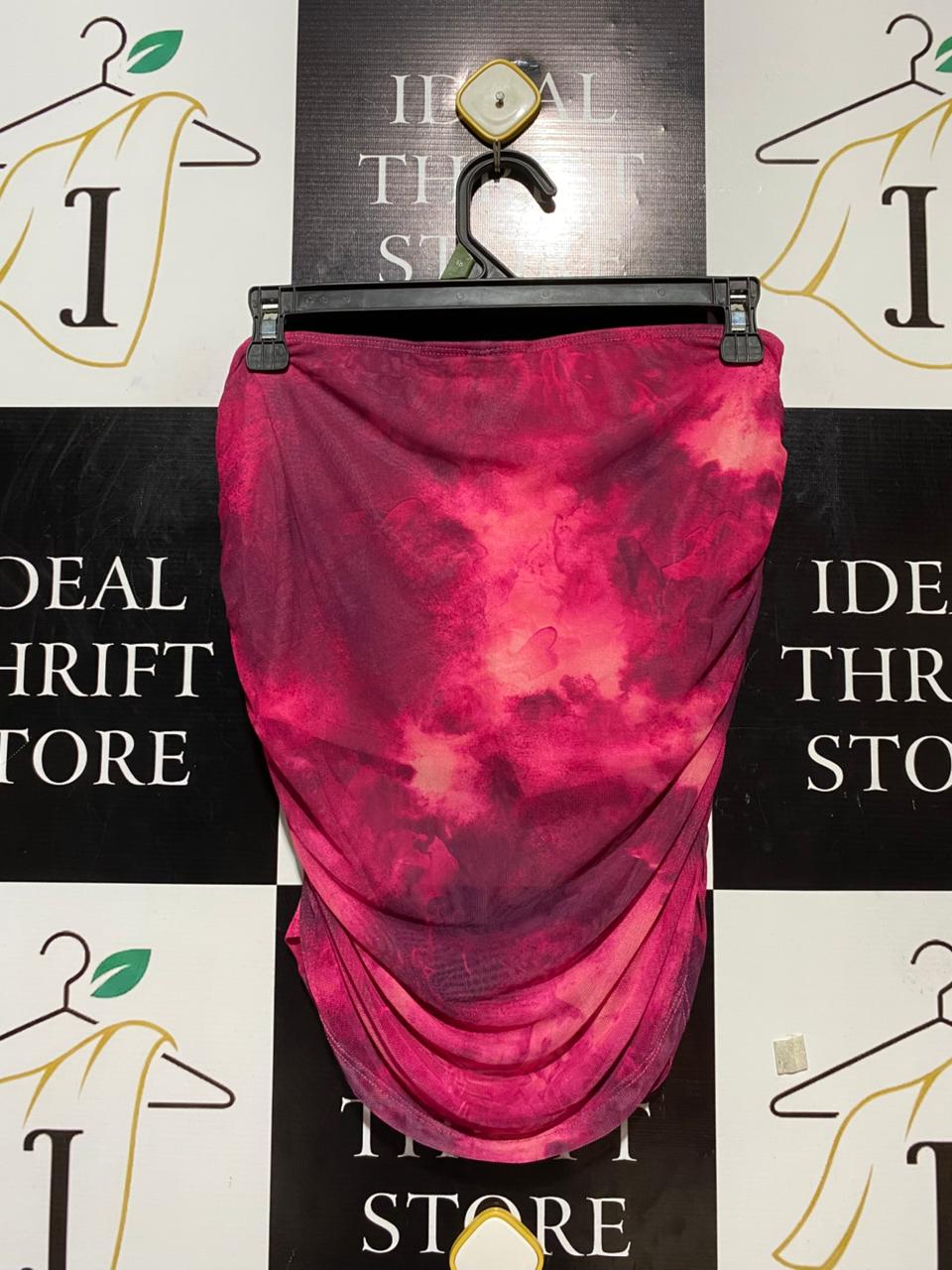 SHEIN |M| WAIST 28| B24| PREMIUM PINK TIE-DYE MINI SKIRT - STYLISH RUCHED BODYCON APPAREL